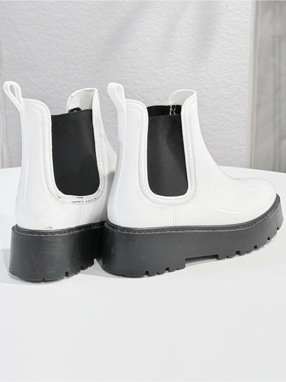 ASOS White Platform Plastic Chelsea Boots Size 8 - Picture 5 of 7